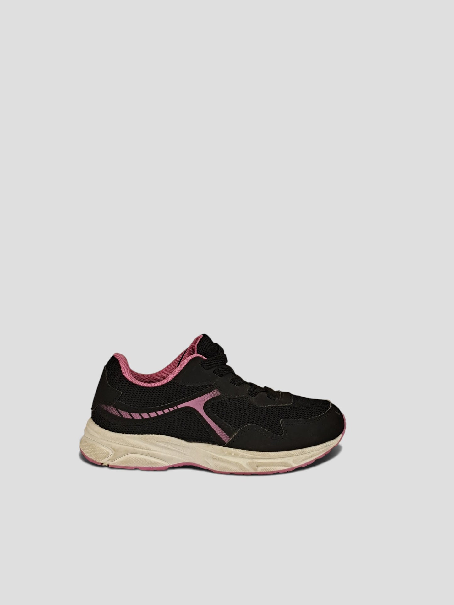 BaraBarnet REVOLUTION Skor 33 black and pink mesh athletic sneaker with white cushioned sole